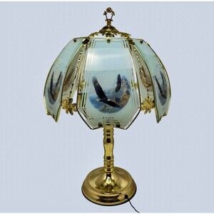 Vintage OK Lighting Eagle 3 Way Touch Lamp With Six Tempered Glass Panels